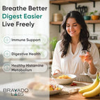 Bravado Labs DAO Supplements Histamine Blocker - Extra Strength 30,000 HDU DAO Enzyme + Diamine Oxidase & Vitamin C for Daily Histamine Metabolism & Immune Support - 120ct