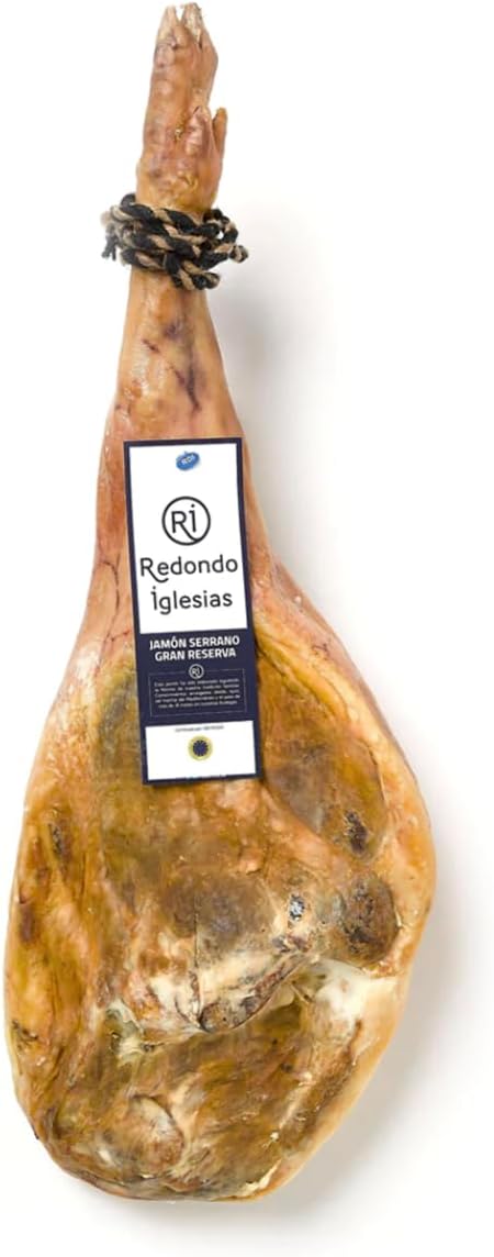Jamon Serrano KIT - Gran Reserva Ham +16 months aged - Bone In (aprox 15-17 Lbs) Includes Ham Stand + Knife + Cover - Spain Gourmet Delicatessen