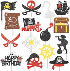 24pcs Glitter Pirate Theme Cupcake Toppers Pirate Party Decoration Nautical Sailing Cake Cupcake Picks for Pirate Themed Birthday Party Decorations Baby Shower Supplies