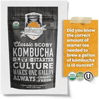 Fermentaholics ORGANIC Kombucha SCOBY With Twelve Ounces of Starter Tea - Live Starter Culture - Makes A One Gallon Batch - 1.5 Cups of Strong Mature Starter Tea - Brew Your Own Kombucha (1 Pack, 1, Count)