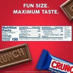 CRUNCH Fun Size Candy Bars, Creamy Milk Chocolate with Crisped Rice, Individually Wrapped Candy, Shareable Pack, 10 oz