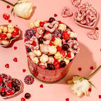 Gift Tin with Assorted Treats, Popcorn, Yogurt Heart Pretzels, Milk Chocolate Caramel Balls, Musical Present for Wife, Girlfriend, Romantic, Mom, Spouse, Plays La Vie En Rose- Bonnie and Pop