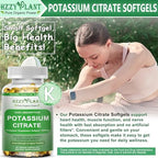 Potassium Supplement Softgels, High Absorption Potassium Citrate 1000mg for Muscle Heart Electrolyte Balance and Normal pH Support*, Essential Mineral, Non-GMO, 2 Month Supply