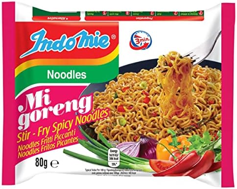 Indomie Mi Goreng Instant Stir Fry Noodles, Halal Certified, Hot & Spicy/Pedas Flavor (Pack of 30), 2.82 Ounce (Pack of 30)