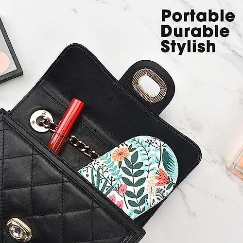 2 in 1 Contact Lens and Glasses Case,Double Sided Dual Use Design with Mirror, Tweezer and Contact Lens Solution Bottle,Portable Soak Storage Kit for Travel,Office(White & Tropical Flowers)