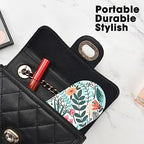 2 in 1 Contact Lens and Glasses Case,Double Sided Dual Use Design with Mirror, Tweezer and Contact Lens Solution Bottle,Portable Soak Storage Kit for Travel,Office(White & Tropical Flowers)