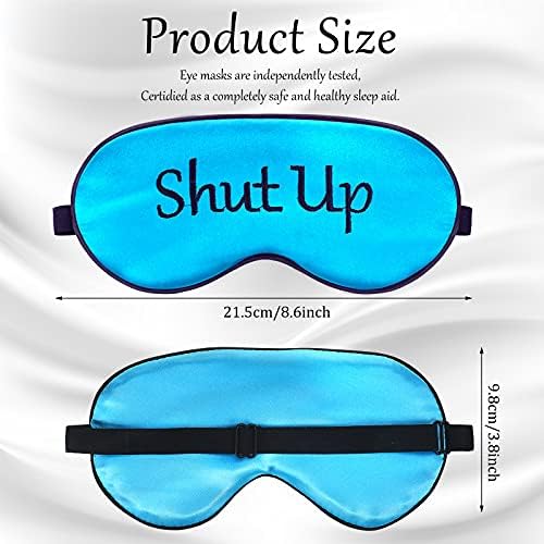 Geyoga 4 Pieces Funny Eye Mask for Sleep Soft Satin Eye Mask Blackout Blindfold with Adjustable Strap Silk Cover Out Lights for Women Men Travel, Nap, Meditation (Black, Light Blue, Pink, Gold)
