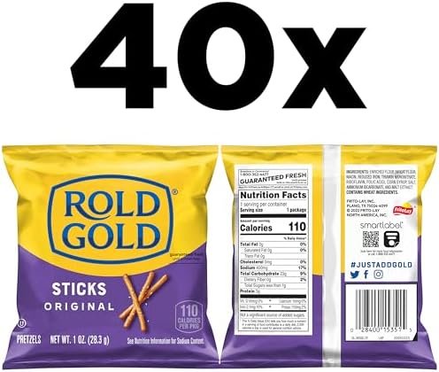 Rold Gold Pretzels, Sticks, 1 Ounce (Pack of 40)