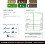 Doves Farm Organic Stoneground Wholemeal Emmer Flour 2.2 lb (1 kg) - High Protein Ancient Grain Emmer Whole Wheat, British Baking Flour for Breads & Cakes, Kosher & Vegan, Imported from UK