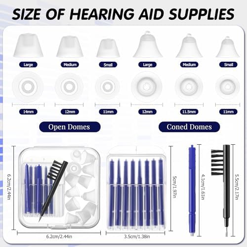 Hearing Amplifier Accessories Kit, Compatible with Audien Hearing Amplifier Cleaning Tools, Includes 6 Sizes Silicone Dome, Cleaning Brush and Screwdriver, Wax Guards, Carrying Case(8 Pcs)