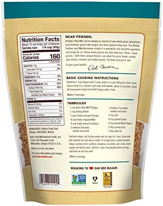 Bob's Red Mill Red Bulgur/Red Wheat, 24oz (Pack of 4)- Whole Grain, Non GMO, Vegan, Kosher