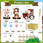 22 PCS Farm Cake Topper - Cow Horse Tractor Cake Decorations for Baby Shower Cow Themed Girls Boys Birthday Party Decorations Supplies (Tractor)