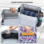 Wheelchair Bags, Wheelchair Backpack with Cup Holder, Wheelchair Bags to Hang on Back, Electric Wheel Chair Accessories, Large Storage Bag for Walker Rollator Purple Butterfly