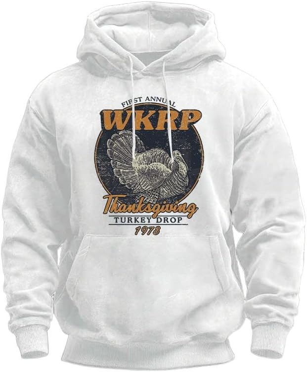 Men's Thanksgiving Turkey Print Sweatshirt First Annual Wkrp Thanksgiving Turkey Hoodie