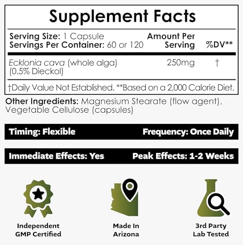 Nootropics Depot Ecklonia cava Capsules | 250mg | 0.5% Dieckol | Brown Seaweed | 60 Count