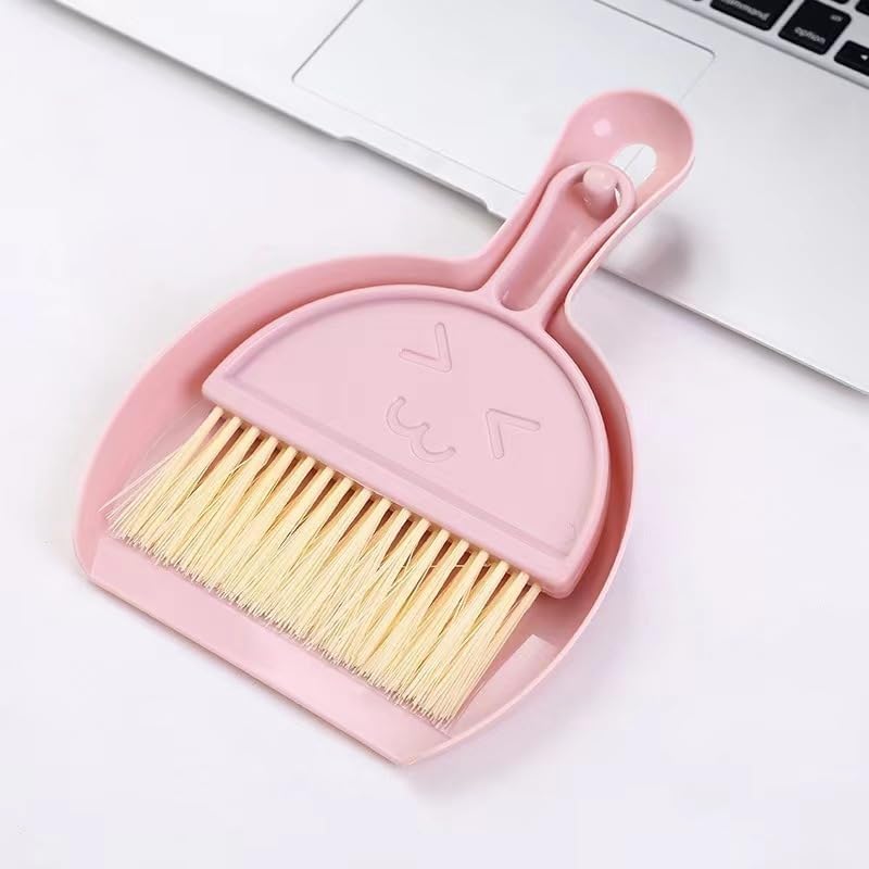 Mini Little Broom and Dustpan, Small Dustpan and Brush Set for Cleaning Tables, Sofas, Cars, Keyboards, Kitchen Countertops, Pink