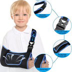 Kids Arm Sling,Mesh Medical Sling with Adjustable Shoulder Pad,Breathable Children Arm Support Shoulder Immobilizer Brace for Elbow,Wrist Injury,Torn Rotator Cuff,Post-Surgery(Black,XX-Small)