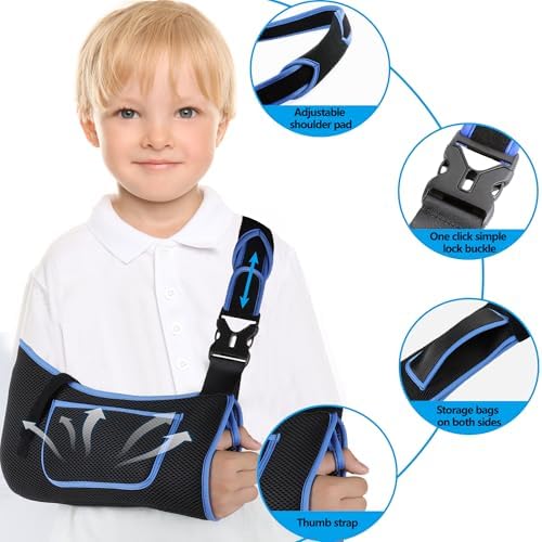 VISKONDA Kids Arm Sling,Mesh Medical Sling with Adjustable Shoulder Pad,Breathable Children Arm Support Shoulder Immobilizer Brace for Elbow,Wrist Injury,Torn Rotator Cuff,Post-Surgery(Black,X-Small)