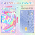 ANZNKU 100 Pack Mylar Bags Reasealable Holographic Bags, Smell Proof Bag Zipper Pouches with Clear Window, Jewelry Easter Candy Sealable Bag for Packaging Sample Party Favor (2.4 x 3.9 Inch)