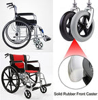 LIGUOYI 2 Pcs Wheelchair Front Wheels Replacement, Wheelchair Caster Assembly, 6" 7" 8" Front Wheels with Front Forks, 1/2" Mounting Axle Solid Rubber Front Rear Caster, 265-lb Load Capacity