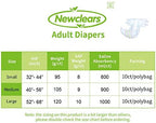 Newclears Adult Diapers with Tabs for Men Women Incontinence Care, Disposable Absorbent for Disability Postnatal Patient Bedridden Care, 10 Count/Pack, 2 Pack, L