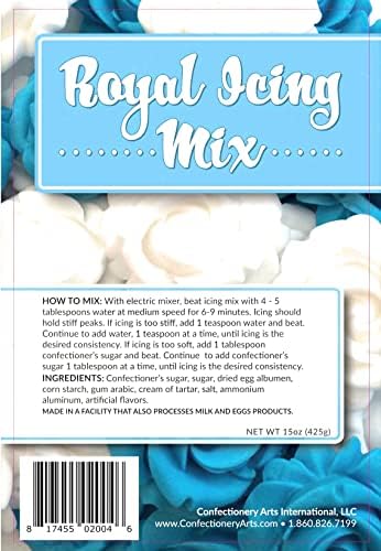 Sweet Eva’s ROYAL ICING MIX-White,Icing,Gingerbread House,Cookie Decorating,Frosting,Piping,Flooding,Edible Decorations,Ready To Use-Just Add Water!, 15 oz