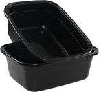 18 Quart 2 Pack Large Plastic Washing Basin, Black Rectangular Dish Pan