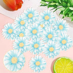 60 Pack Edible Flower Cupcake Toppers Wafer Paper Beautiful Flower Cake Picks for Wedding Birthday Theme Baby Shower Party Cake Decorations Supplies Blue