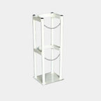 Steel Cylinder Tank Rack with Protective Chain & Fixing Screws, Floor Mount Cylinder Bracket, Gas Cylinder Fixed Shelf for Laboratory Factory(White (1 pc),10.6inch/27cm)