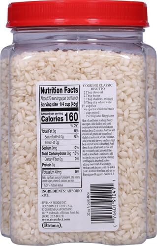 RiceSelect Arborio Rice, Risotto Rice, Gluten-Free, Non-GMO, 32 oz (Pack of 1 jar)