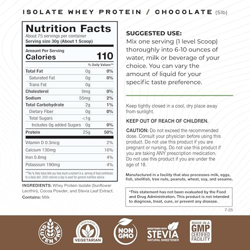 Muscle Feast Grass-Fed Whey Protein Isolate, All Natural Hormone Free Pasture Raised, Whey Isolate Protein Powder for Men and Women, Clean, Gluten-Free, Delicious Isolate Protein - Chocolate, 5lb