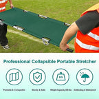 Folding Stretcher for Medical Emergency with Heavy Duty Handles, Straps and Carrying Case, High-Grade Aluminum Alloy Portable Travel Emergency Medical Stretcher for Patient Transport (Green)