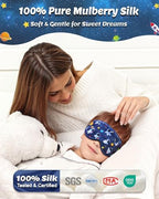 BeeVines Kids 100% Real Mulberry Silk Sleep Mask 2 Pack, Original Design Pure Silk Sleeping Eye Masks for Boys, Skin-Friendly Blackout Eye Cover, Adjustable Strap, Reduce Puffy Eyes, for Travel Gifts