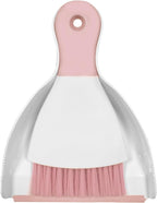 Mini Broom with Dustpan Combo Set Small Dust pan and Brush Set Quick Cleanup Tools for Kitchen Table Keyboards Pets Nest Sofa (Pink)