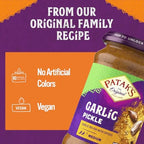 Patak’s Garlic Pickle - Authentic Indian Relish w/Garlic Cloves, Raisins & Aromatic Spices - Perfect for Sandwiches, Curries & Cold Meats - Vegan Medium Heat Spicy Pickle - 10.6oz Jar (Pack of 1)