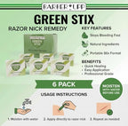 Styptic Sticks for Razor Nicks - 6 Pack (120 Green Stix) Stops Bleeding Shaving Accessories for Men & Women | Disposable, Sanitary, & Fragrance-Free | Ideal for Barbers, Salons, Travel or Personal