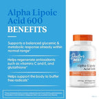 Doctor's Best Alpha Lipoic Acid Supplement 600mg - Alpha-Lipoic Acid Caps for Men & Women, ALA Antioxidant Support for Nerve Health, Aids in Cellular Function, Non GMO, Gluten Free - 60 Veg Capsules