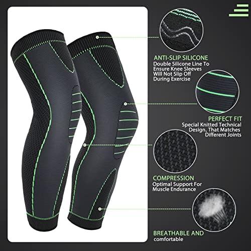 6 Pcs Long Compression Full Leg Sleeves Full Compression Knee Sleeves Braces Support for Men Women Arthritis Joint Pain Relief Reduce Varicose Veins and Swelling Cycling Sport