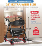 Walkers for Seniors with Seat,450Lbs Rolling Walker, 22" Extra-Wide Heavy-Duty All-Terrain Rollator Walker with Adjustable Height,Ergonomic Breathable Seat,Storage Bag,Foldable Mobility Aid For Adults