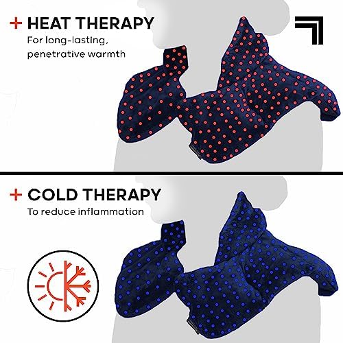 Sharper Image Heated Neck & Shoulder Wrap - Microwavable Warm & Cooling Plush Pad, Scented Aromatherapy (100% Natural Lavender & Herb Spa Blend), Pain Tension Headache Relief Therapy, Gift for Women