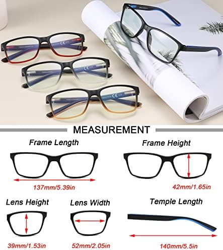 Reading Glasses for Men 4-Pack Stylish Computer Readers with Spring Hinges, Anti Glare/Eye Strain Filter UV Ray Blue Light Blocking Two-Tone Reader Eyeglasses,+1.5 Magnification Strength