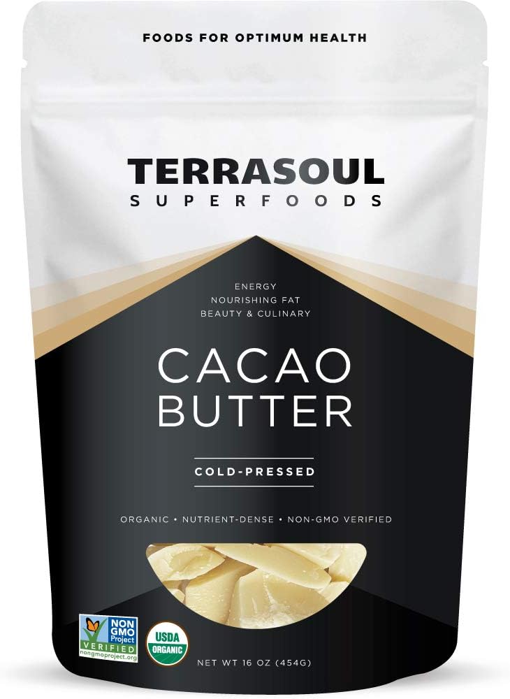 Terrasoul Superfoods Organic Cacao Butter, 1 Lb - Raw | Keto | Vegan | Unrefined