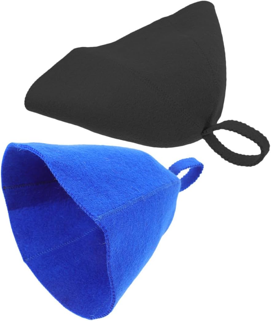 2pcs Wool Felt Sauna Hats for Women and Men, Heat Insulation and Quick Drying Bath Accessories, Large Lightweight Breathable Shower Caps for Household Spa and Sauna Use
