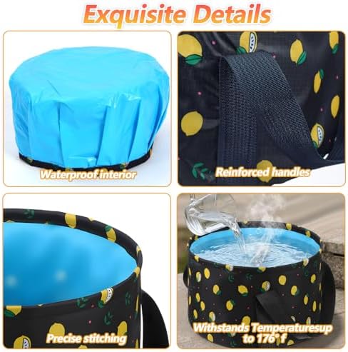 Foldable Bucket for Soaking Feet, Portable Foot Bath Tub Spa Basin Black Footbath Bucket for Travel Home Pedicure Outdoor Camping/Wash Face Vegetables Fruits(Black)