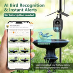 Smart Bird Feeder Camera Solar Powered with Pole, 2.5K HD Birdwatching Live Video Auto Capture, AI Identification & Instant Notification, Wireless Bird House/Bath Cam Outdoor, Gift for Bird Lovers