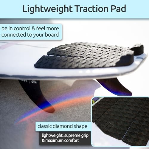 3-Piece Traction Pad - Arch, Flat, or Front - Maximum Grip, Super Strong 3M Adhesive - Fits All Surfboards: Shortboard, Fish, Longboard, SUP, Skimboard - Stomp or Deck Pad