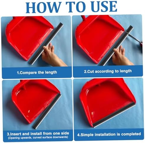 4pcs Replacement Lip for Dustpan Rubber Edge Strips Fit for Dustpans Easy to Install Practical for Cleaning Tools
