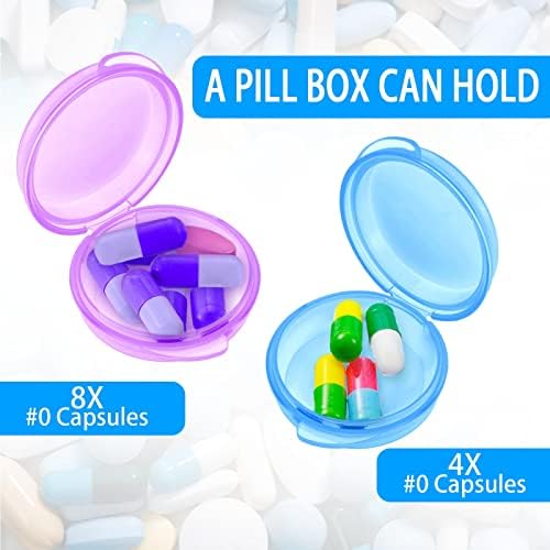 Patelai 6 Packs Small Pill Organizer Box, Travel Pill Container Portable Daily Mini Medicine Case Holder for Pocket Purse Briefcase Cod Liver Oil Jewelry Beads Earplug Storage Box(Black, Purple, Blue)