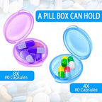 Patelai 6 Packs Small Pill Organizer Box, Travel Pill Container Portable Daily Mini Medicine Case Holder for Pocket Purse Briefcase Cod Liver Oil Jewelry Beads Earplug Storage Box(Black, Purple, Blue)