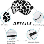 Cow Pattern Sleep Eye Mask Eye Cover Brown White Black Milk Chocolate Animal Spot Fur Silk Eye Mask for Sleeping with Adjustable Strap for Travel Nap Shift Work Office